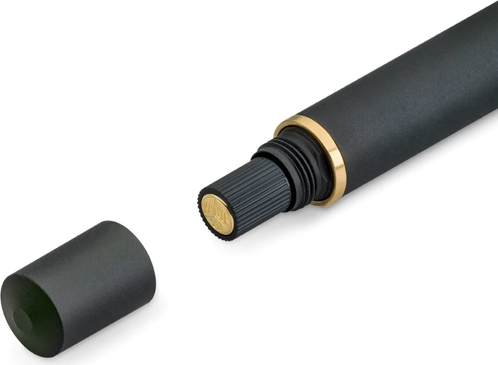 Kaweco Piston Sport AL Starter Set mit Tinte black/gold, rechte Hand, fein