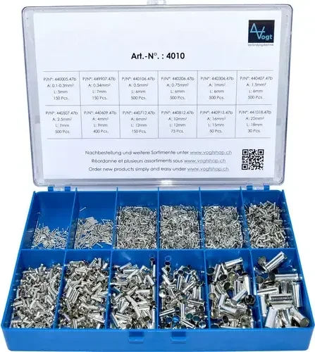 Vogt Aderendhülsen-Sortiment Unisoliert Silber 3405 Stück