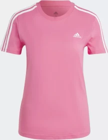 adidas Loungewear Essentials Slim 3 Streifen T-Shirt kurzarm pulse magenta/weiß (Damen)