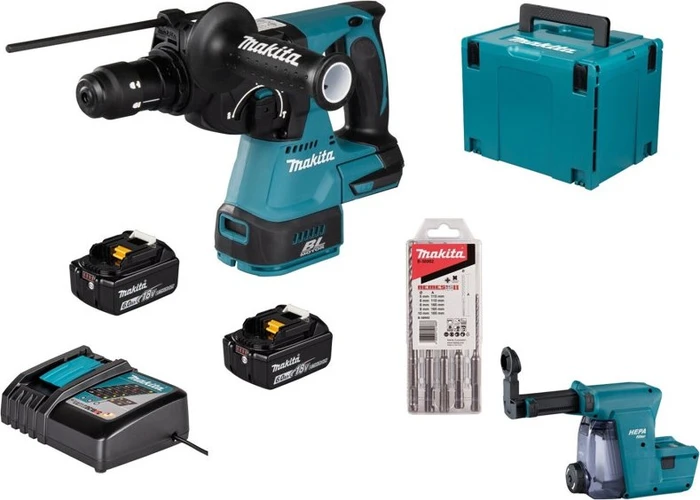 Makita DHR243JWX2 Akku-Bohr-/Meißelhammer inkl. MAKPAC + 2 Akkus 6.0Ah + Absaugeinheit