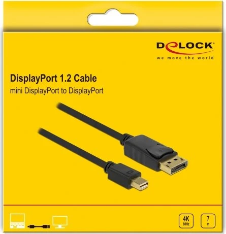 DeLOCK DisplayPort/Mini DisplayPort 1.2 Kabel 4K 60Hz schwarz, 7m