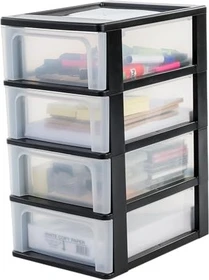 Iris Organizer Chest Schubladenbox, 4 Schubladen, schwarz/transparent