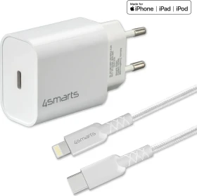 4smarts Netzladegerät VoltPlug PD 20W und USB-C auf Lightning Kabel 1.5m weiß