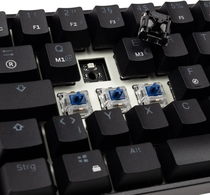 HK Gaming GK61, 60% Layout, LEDs RGB, Black, schwarz, Gateron Optical BLUE, USB, DE