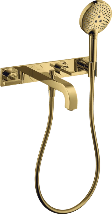 Hansgrohe Axor Citterio 3-Loch Wannenkombination mit Hebelgriffen und Platte polished goldoptik