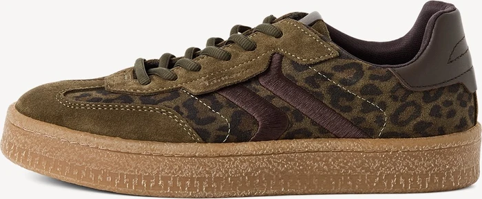 Tamaris Ledersneaker Low olive leopard (Damen)