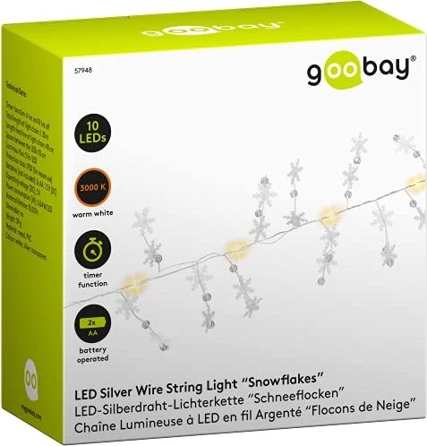 Wentronic goobay Lichterkette Schneeflocken LED 10x warmweiß