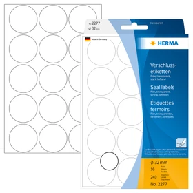 Herma Verschlussetiketten rund, 32mm, matt, 16 Blatt (240 Etiketten)