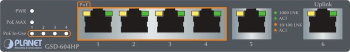 Planet GSD Desktop Gigabit Switch, 6x RJ-45, 55W PoE+