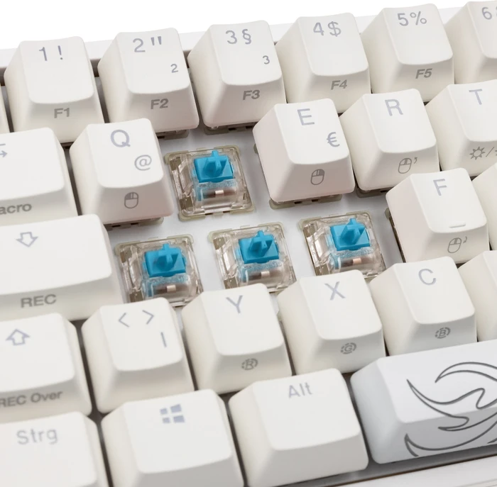 Ducky One 2 Pro Mini, PBT, weiß, LEDs RGB, MX RGB BLUE, USB, DE
