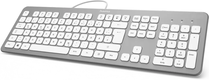 Hama KC-700 Slim-Design Tastatur, silber/weiß, USB, DE