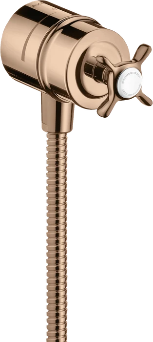 Hansgrohe Axor Montreux Wandanschluss Stop mit Rückflussverhinderer, Absperrventil und Kreuzgriff polished red gold