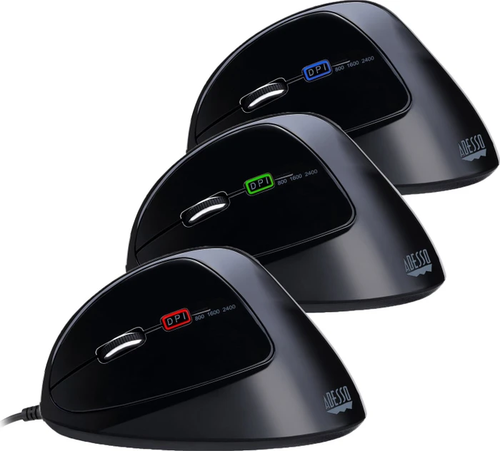 Adesso iMouse E7 Vertical Ergonomic Programmable Mouse schwarz, Linkshänder, USB