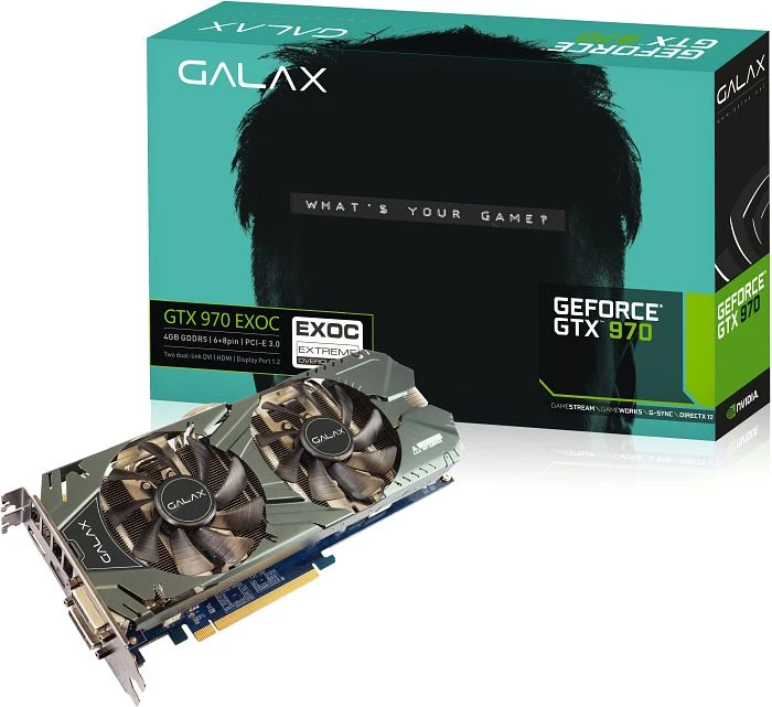 KFA2 GeForce GTX 970 EXOC, 4GB GDDR5, 2x DVI, HDMI, DP
