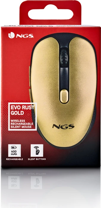 NGS Evo Rust Gold Wireless Rechargeable Silent Mouse gold/schwarz, USB