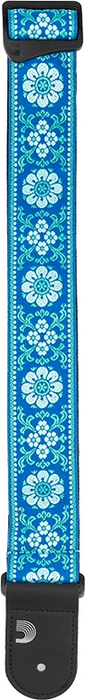 D'Addario Peace & Love Woven Guitar Strap Blue and White