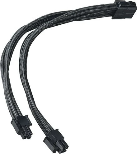 SilverStone PP07E Serie P07E-EPS8B, 4/8-Pin ATX12V Verlängerungskabel, 300mm, sleeved schwarz