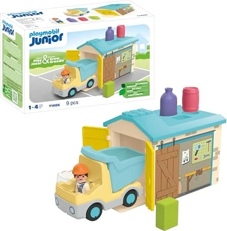 playmobil Junior LKW mit Sortiergarage