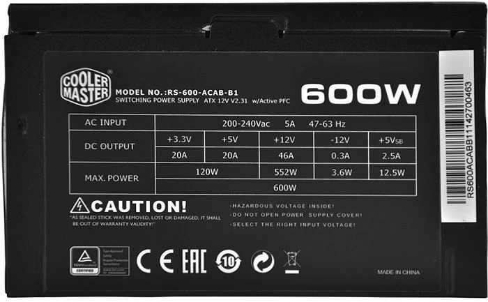 Cooler Master B600 ver.2 600W, ATX 2.3