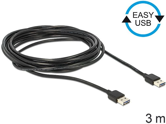 DeLOCK EASY-USB 2.0 Kabel, USB-A [Stecker] auf USB-A [Stecker], 3m
