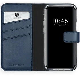 Selencia Echtleder Booktype Hülle für das iPhone 12 Mini blau