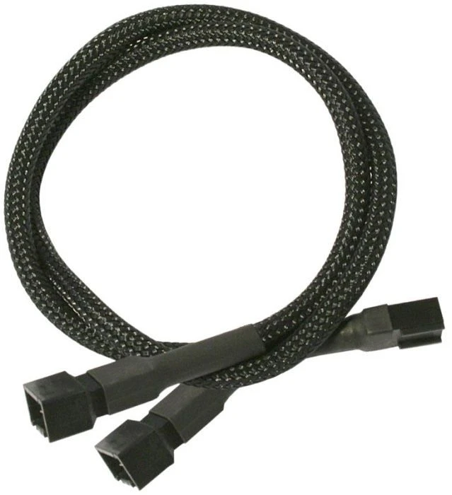 Nanoxia 3-Pin auf 2x 3-Pin Verteiler, sleeved, 60cm, schwarz