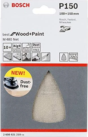 Bosch Professional M480 Best for Wood and Paint Gewebeschleifblatt K150, 100x150mm, 5 Stück