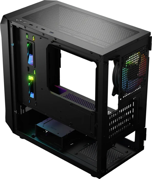 Logic Concept Portos ARGB Mini Black, Glasfenster