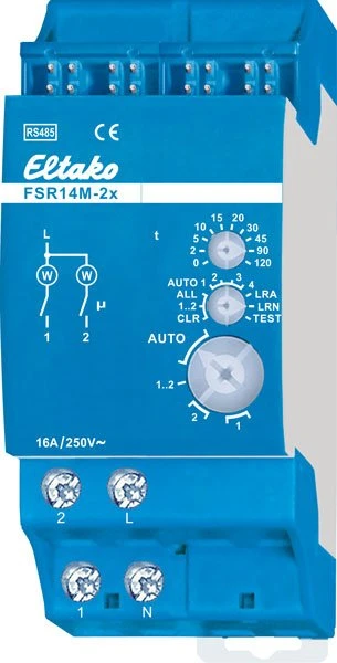 Eltako FSR14M-2x RS485 Stromstoss Schaltrelais, 2TE REG, Schaltaktor