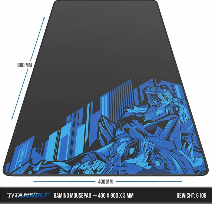 Titanwolf Vector Blue XXL Speed Gaming-Mauspad, schwarz/blau