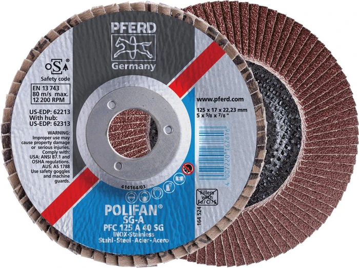 Pferd PFC 115 A 40 SG STEELOX POLIFAN Fächerschleifscheibe K40, 115x22.23mm, 10 Stück