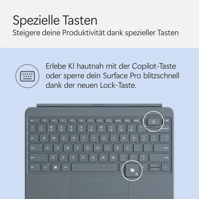 Microsoft Surface Pro 12" Keyboard Slim Pen 2 Bundle mit Copilot-Taste, Ozean, UK