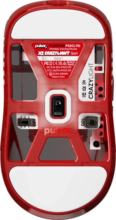 Pulsar Gaming Gears X2 CL CrazyLight Mini Wireless T1 Edition rot/weiß, USB