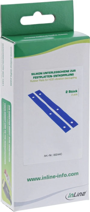 InLine Silikon Unterlegschiene, zur Festplatten-Entkopplung, Antivibration, blau, 2er-Pack