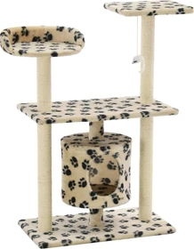 vidaXL Katzen-Kratzbaum Sisal, 95cm Pfoten-Aufdruck, beige