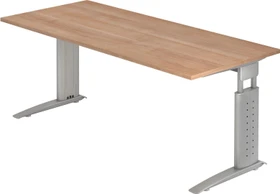 Hammerbacher Ergonomic Plus U-Serie US19/N/W Schreibtisch 180x80cm Nussbaum/weiß