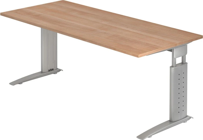 Hammerbacher Ergonomic Plus U-Serie US19/N/W Schreibtisch 180x80cm Nussbaum/weiß