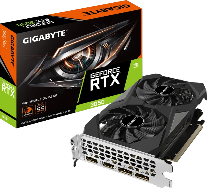 GIGABYTE GeForce RTX 3050 Windforce OC 6G V2, 6GB GDDR6, 2x HDMI, 2x DP