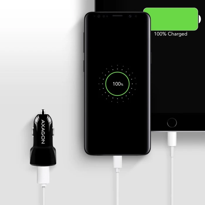 Axagon PWC-5V5 2.4A + 2.4A Car Charger schwarz