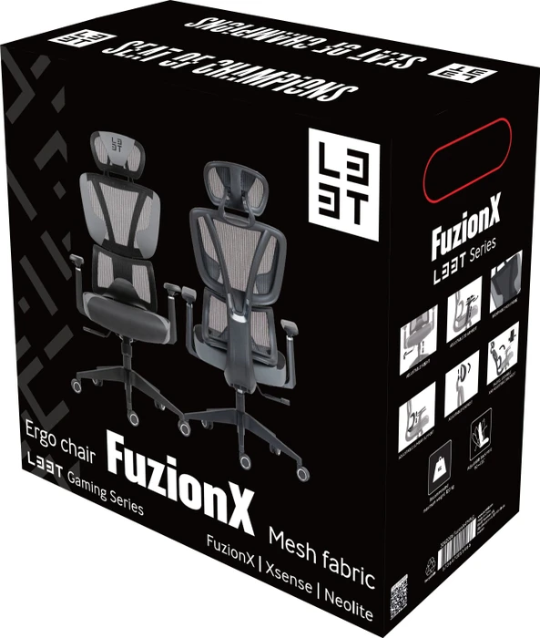 L33T-Gaming FuzionX Ergo Mesh Fabric Gamingstuhl, grau