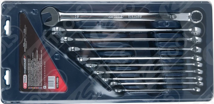 KS Tools CHROMEplus Ring-Maulschlüssel Schraubenschlüsselsatz, 10-tlg.