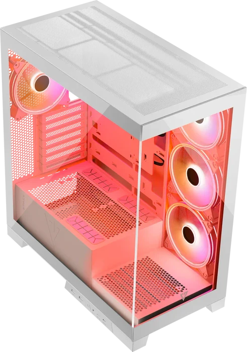 Modecom Volcano Space Apex ARGB Midi White, weiß, Glasfenster