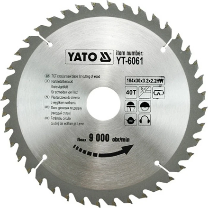 Yato YT-6061 HM Kreissägeblatt 40Z, 184x2.2x30mm, 1 Stück