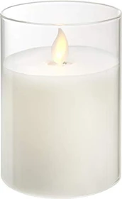 Star Trading M-Twinkle Stumpenkerze im Glas 10cm weiß LED 1x warmweiß, 1 Stück