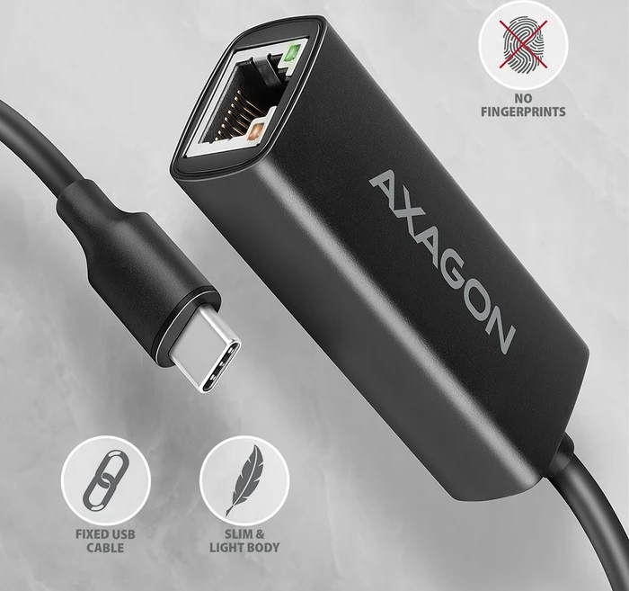 Axagon Gigabit LAN-Adapter, schwarz, RJ-45, USB-C 3.0 [Stecker]