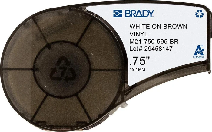 Brady All Weather Vinyl Beschriftungsband, 19.1mm, weiß/braun