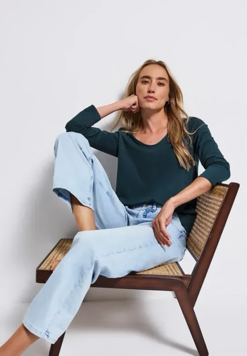 Street One Unifarbe Sweatshirt tide blue (Damen)
