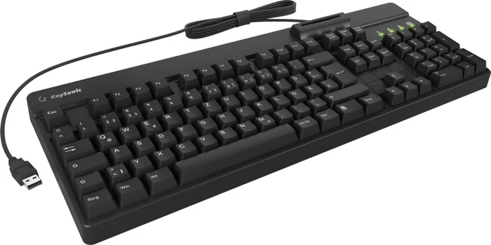 KeySonic KSK-8040U-CR Dual-Dynamics Tastatur, schwarz, mit Kartenleser, USB, DE