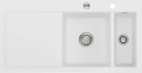 systemceram Mera 100 Einbau Becken rechts mit Ablauffernbedienung satin