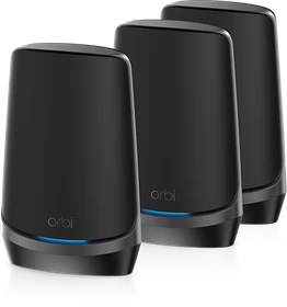 Netgear Orbi Wi-Fi 6E, 960 Serie RBKE963B, AXE11000, schwarz, Router und 2x Repeater Set, 3er-Bundle (RBKE963B-100EUS / RBKE963B-100UKS)